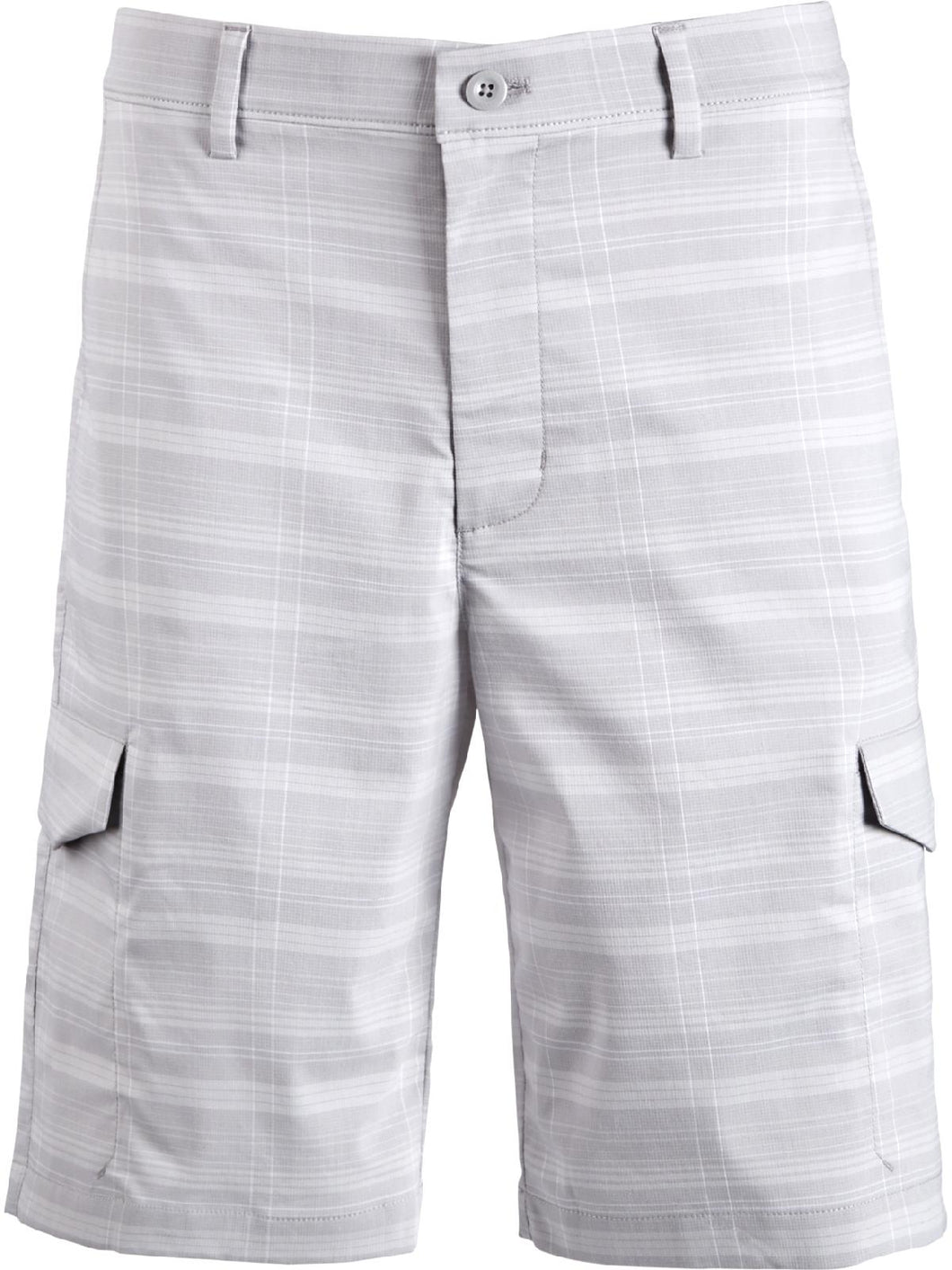 Attack Life by Greg Norman Men's Plaid Chino Cargo Shorts, Sliver, 30W