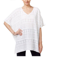Load image into Gallery viewer, Alfani Women&#39;s Sheer Solid V-Neck Seamed Blouse, White, XS
