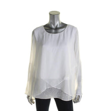 Load image into Gallery viewer, Alfani Women&#39;s Scoop-Neck Tiered Sequined Hem Blouse, White, 10
