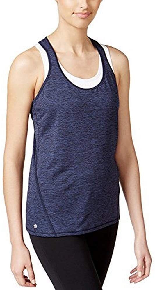 Ideology Women's Rapidry Heathered Racerback Tank Top, Navy, XS