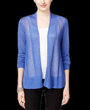 Load image into Gallery viewer, Alfani Petite Women&#39;s Mixed-Stitch Cardigan, Blue, P/S
