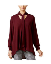 Load image into Gallery viewer, Alfani Women&#39;s Tie-Neck High-Low Blouse, Marooned,14
