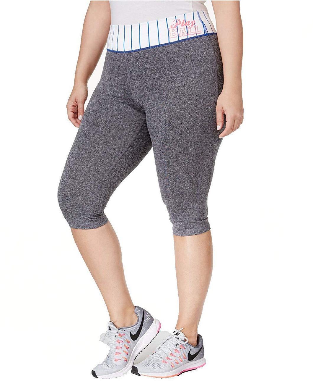 Material Girl Active Plus Women's Play Ball Capri Leggings, Gray, 2X