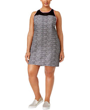 Load image into Gallery viewer, Material Girl Plus Women&#39;s Space Dye Mesh Yoke Dress, Noir, 1X
