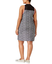 Load image into Gallery viewer, Material Girl Plus Women&#39;s Space Dye Mesh Yoke Dress, Noir, 1X
