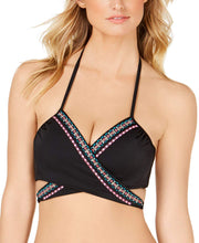 Load image into Gallery viewer, SUNDAZED Women&#39;s Bra-Sized Wrap Bikini Top, Black, 34C

