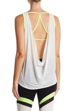 Load image into Gallery viewer, Zobha Women&#39;s Activewear Everest Singlet Hi-lo Tank Top, White/ Yellow, XS
