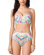Load image into Gallery viewer, Bar III Printed Underwire Midikini Top, Multicolored, XS

