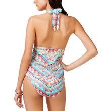 Load image into Gallery viewer, Bar III Women&#39;s V-Neck Geo-Print Halter Tankini Top, Multicolored, S
