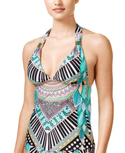 Load image into Gallery viewer, Bar III Women&#39;s Flocked Together Printed V-Neck Halter Tankini Top (Multi, M)
