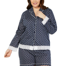 Load image into Gallery viewer, Charter Club Plus Women's Notch Collar Pajama Top, Mini Floral Geo,1X
