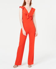 Load image into Gallery viewer, Bar III Women&#39;s V-Neck Ruffled Jumpsuit, Red Ash, 6/Small
