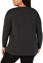 Load image into Gallery viewer, Ideology Plus Women&#39;s Crewneck Ruched-Side Top, Charcoal Heather, 2X
