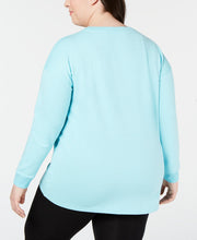Load image into Gallery viewer, Ideology Plus Women&#39;s Crewneck Ruched-Side Top, Crystal Mist, 1X
