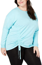 Load image into Gallery viewer, Ideology Plus Women&#39;s Crewneck Ruched-Side Top, Crystal Mist, 2X
