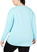 Load image into Gallery viewer, Ideology Plus Women&#39;s Crewneck Ruched-Side Top, Crystal Mist, 2X
