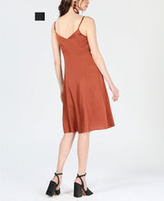 Load image into Gallery viewer, Bar III Women&#39;s  V Neck Ruffle-Front A-Line Dress, Black, Small
