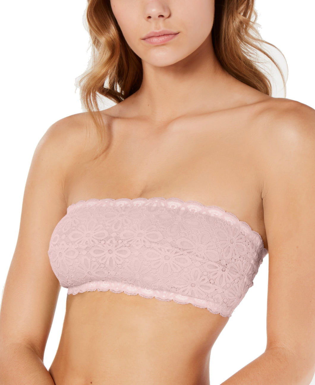 Jenni By Jennifer Moore Plus Women's Lace Bandeau Bra, PeachSkin, XXXL