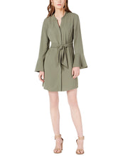 Load image into Gallery viewer, Bar III Women&#39;s Bell Long Sleeves Tie-Front Dress, Dusty Olive, Large
