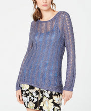 Load image into Gallery viewer, INC International Concepts Women's Open-Knit Fitted Sweater, Inkberry, XXL
