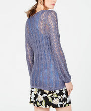 Load image into Gallery viewer, INC International Concepts Women's Open-Knit Fitted Sweater, Inkberry, XXL
