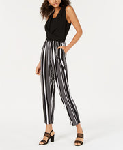 Load image into Gallery viewer, Bar III Women&#39;s Elegant Draped-Neck Striped Jumpsuit, Black, XXL
