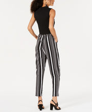 Load image into Gallery viewer, Bar III Women&#39;s Elegant Draped-Neck Striped Jumpsuit, Black, XXL
