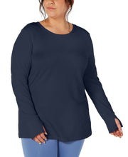 Load image into Gallery viewer, Ideology Plus Women&#39;s Crochet Back Long Sleeve Shirts, Blue, 1X
