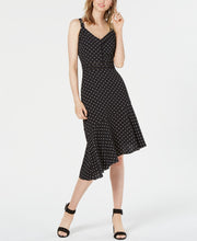 Load image into Gallery viewer, Bar III Women&#39;s Polka-Dot Asymmetric-Hem Fit Dress, Sky Dream, 10
