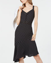 Load image into Gallery viewer, Bar III Women&#39;s Polka-Dot Asymmetric-Hem Fit Dress, Sky Dream, 10
