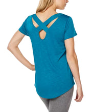 Load image into Gallery viewer, Ideology Women&#39;s Cross-Back Soft Athletic-Shirts, Caribbean Blue, XS
