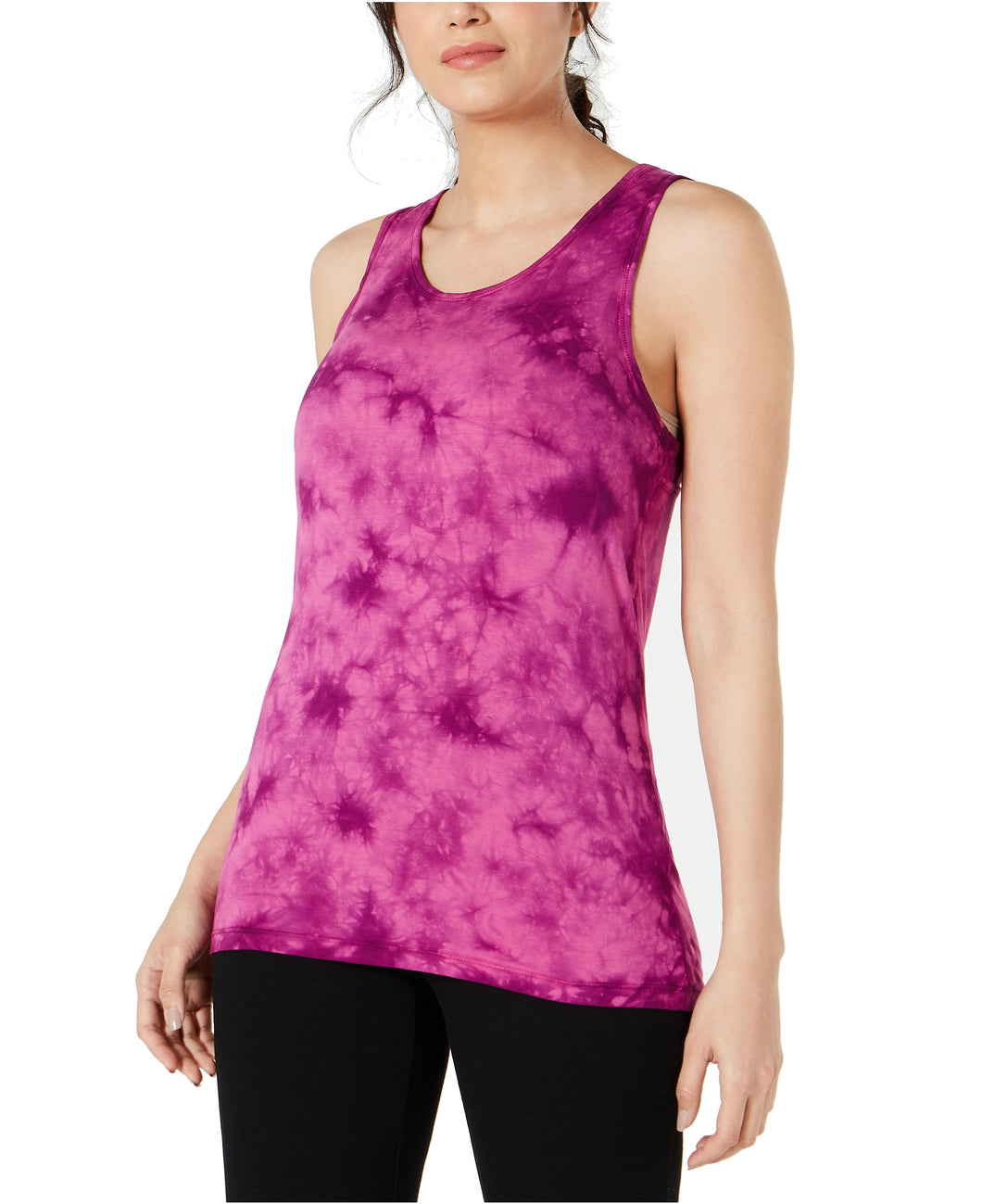 Ideology Women's Tie-Dyed Lattice-Back Tank Top, Sweet Tart, XL