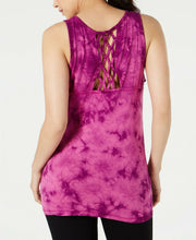 Load image into Gallery viewer, Ideology Women&#39;s Tie-Dyed Lattice-Back Tank Top, Sweet Tart, XL
