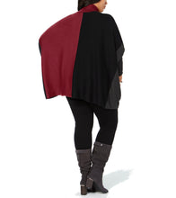 Load image into Gallery viewer, Alfani Plus Women&#39;s Turtleneck Colorblock Poncho Sweater, Malbec, 3X
