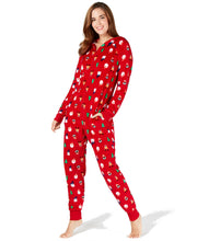Load image into Gallery viewer, Family PJs Women's Santa and Friends Hooded Fleece Pajamas, Santa/Red, XS
