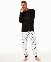 Load image into Gallery viewer, Family Pajamas Men's Tree-Print Lon-Sleeves Pajama Set, Black/White, M
