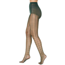 Load image into Gallery viewer, INC International Concepts Women's Green Windowpane Tights, Green, M/L
