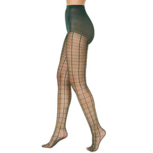 Load image into Gallery viewer, INC International Concepts Women's Green Windowpane Tights, Green, M/L

