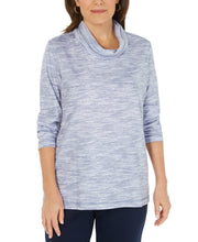 Load image into Gallery viewer, Karen Scott Women's Sport Space-Dyed Cowlneck Top, Intrepid Blue, XS
