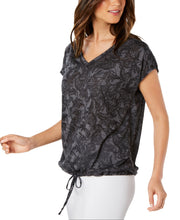 Load image into Gallery viewer, Ideology Women&#39;s Printed Drawstring Athletic Top, Charcoal Heather, L
