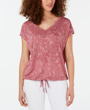 Load image into Gallery viewer, Ideology Women&#39;s Printed Drawstring Athletic Top, Hawthorne Rose, XL
