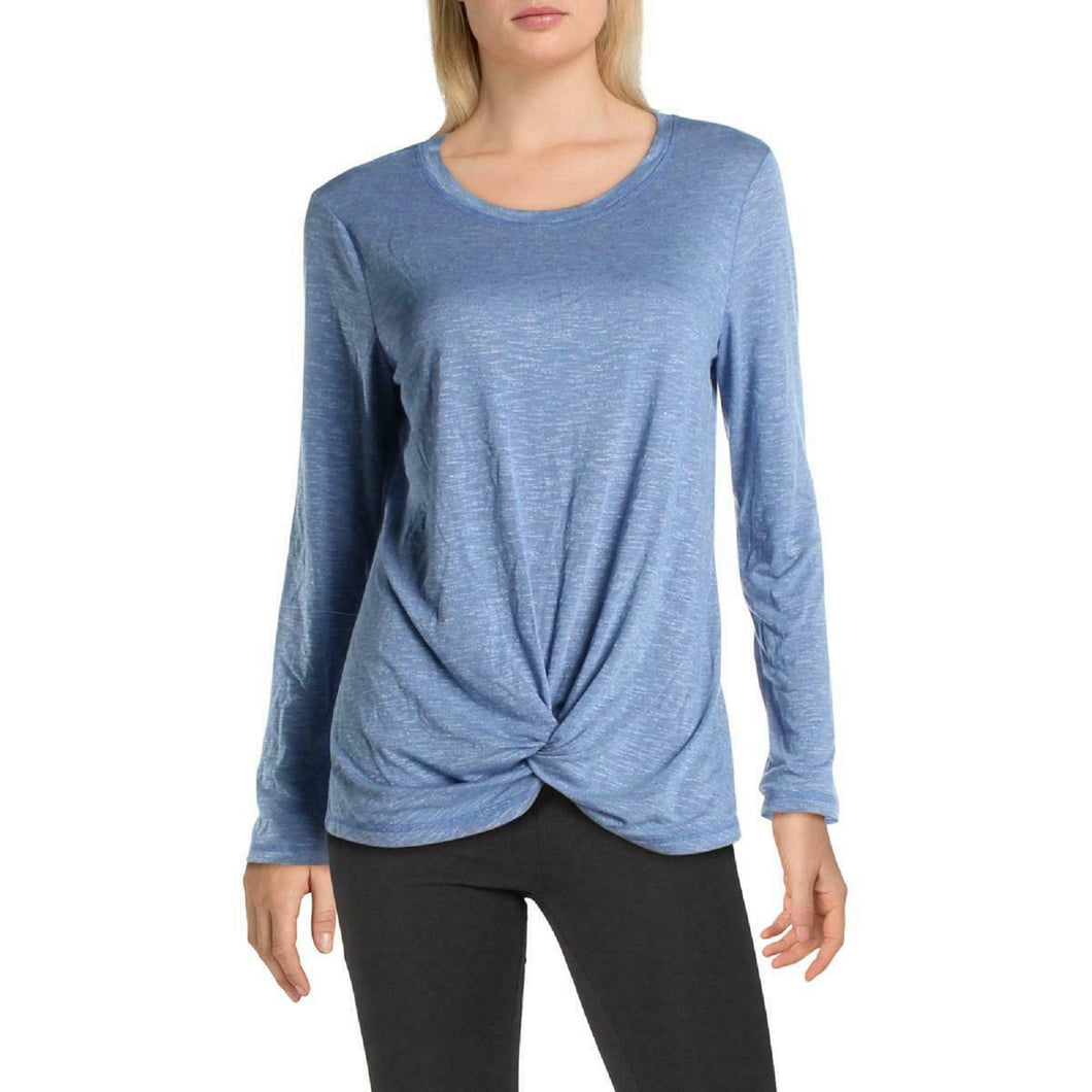 Ideology Women's Knot-Front Long Sleeves Soft Top, Cosmic Cobalt, S