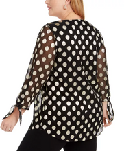 Load image into Gallery viewer, Alfani Plus Women&#39;s Metallic-Dot Sheer-Sleeve Top, Gold Dot Lure, 0X
