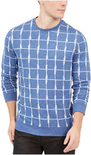 Load image into Gallery viewer, Alfani Men&#39;s Jacquard Grid Crewneck Lightweight Sweatshirt, Blue, S
