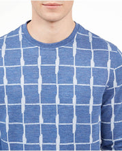 Load image into Gallery viewer, Alfani Men&#39;s Jacquard Grid Crewneck Lightweight Sweatshirt, Blue, S
