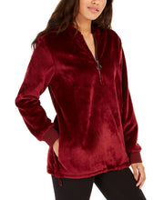 Load image into Gallery viewer, Ideology Women&#39;s Faux-Fur Quarter-Zip Soft Hoodie, Cherry Pie, S
