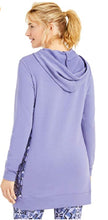 Load image into Gallery viewer, Ideology Women&#39;s Snakeskin Printed-Panel Athletic Hoodie, Luxe Iris, M
