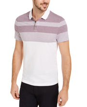 Load image into Gallery viewer, Alfani Men&#39;s Twill Striped Knit Polo Shirt, Ripe Burgundy, M
