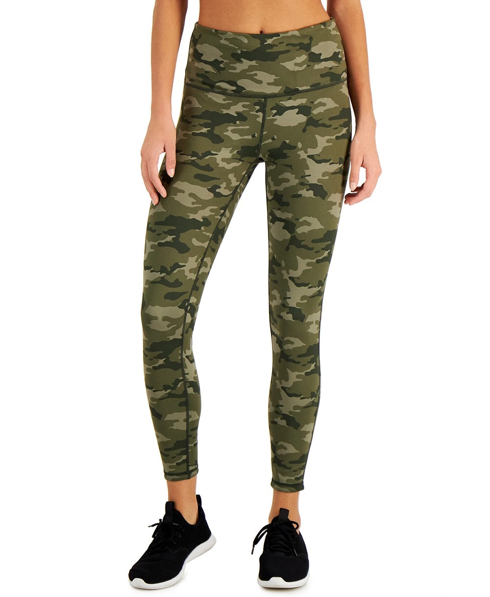 ID Ideology Women's Camo Reversible 7/8 Leggings, Camo Emerald, XS