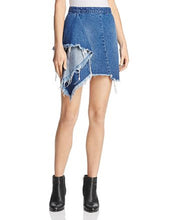 Load image into Gallery viewer, Blank NYC Women&#39;s Distressed Draped Asymmetrical Skirt, Blue, Size 29
